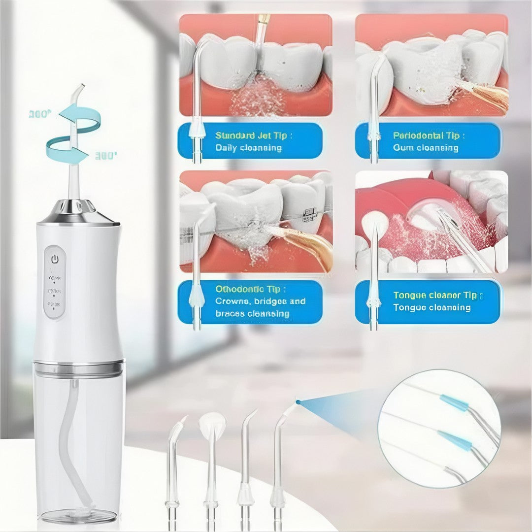 💧 AquaSmile™ – Irrigador Oral Portátil com 3 Modos de Limpeza