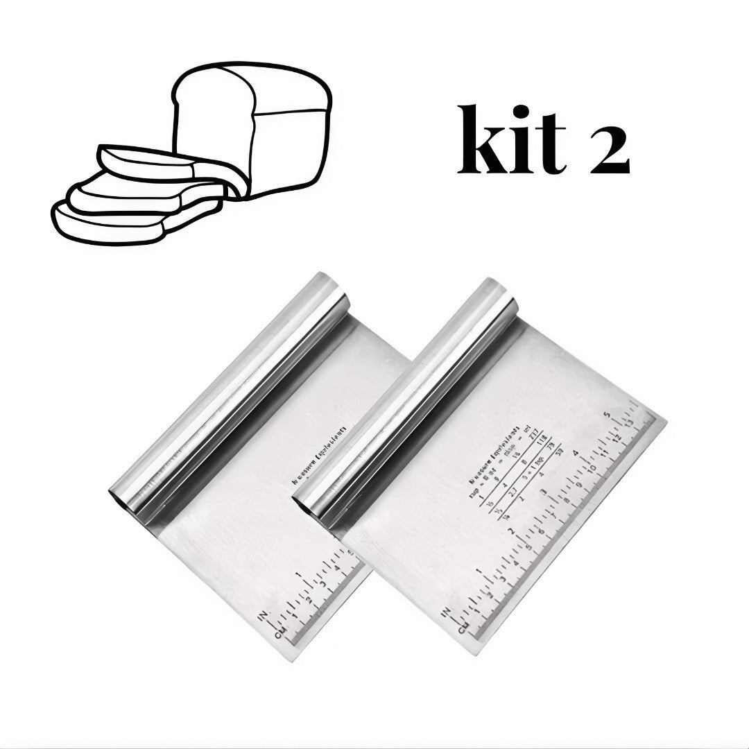 🍞 MasterBake™ – Kit 2 Espátulas Raspadoras de Massa em Aço Inox com Cabo Tubular