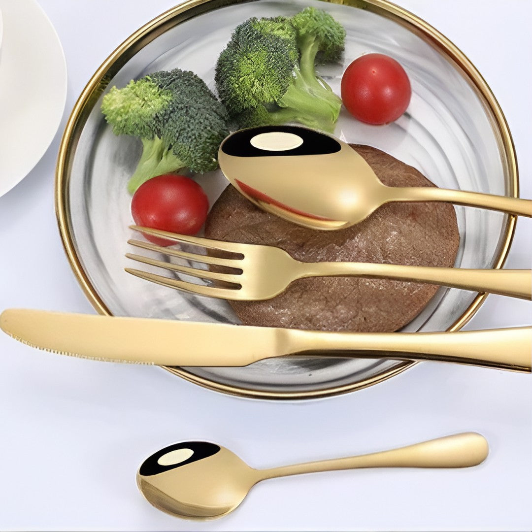 GoldenSet – Kit 18 Talheres em Aço Inox Dourado