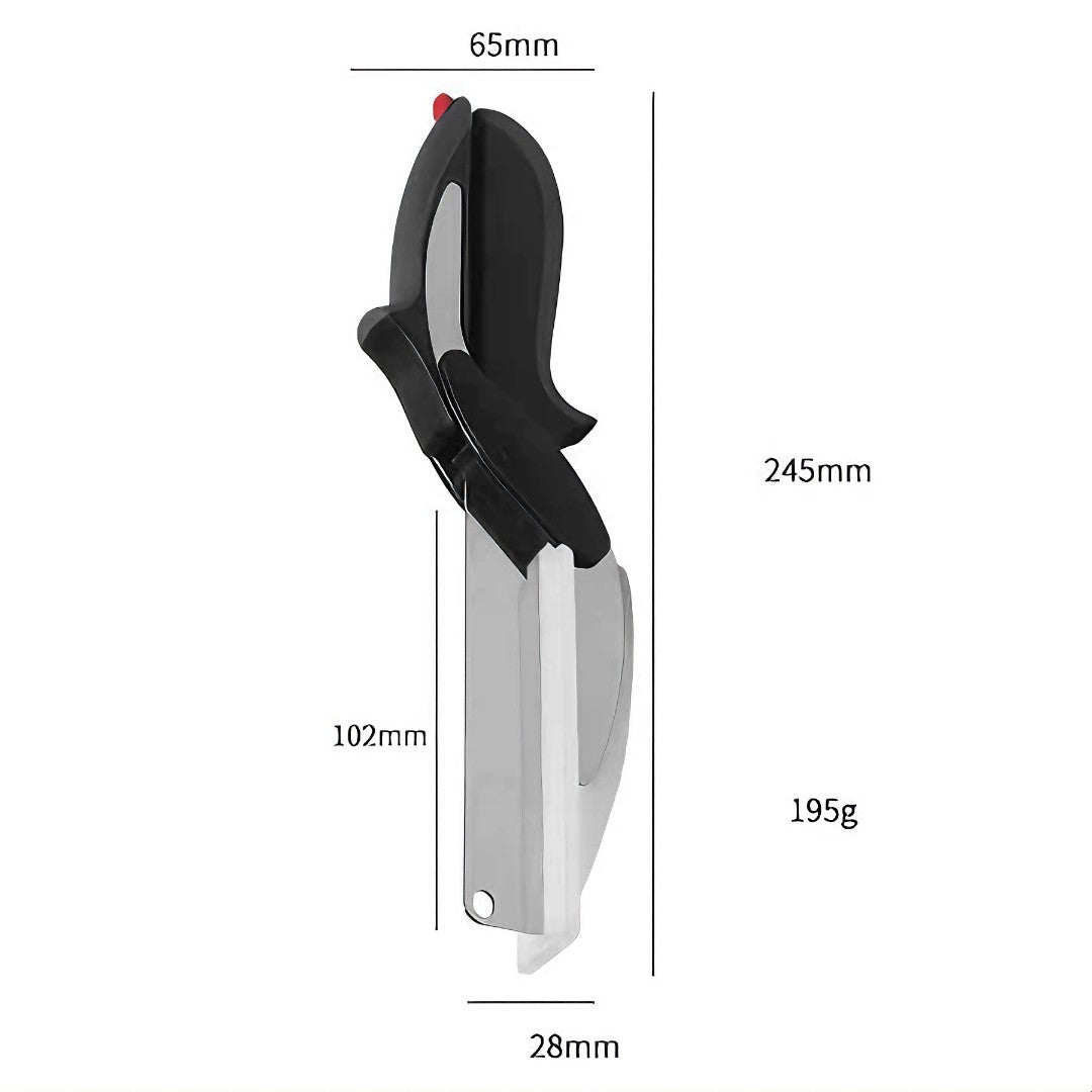 🔪 MultiChef™ – Tesoura Fatiadora 2 em 1 com Tábua Embutida em Aço Inox